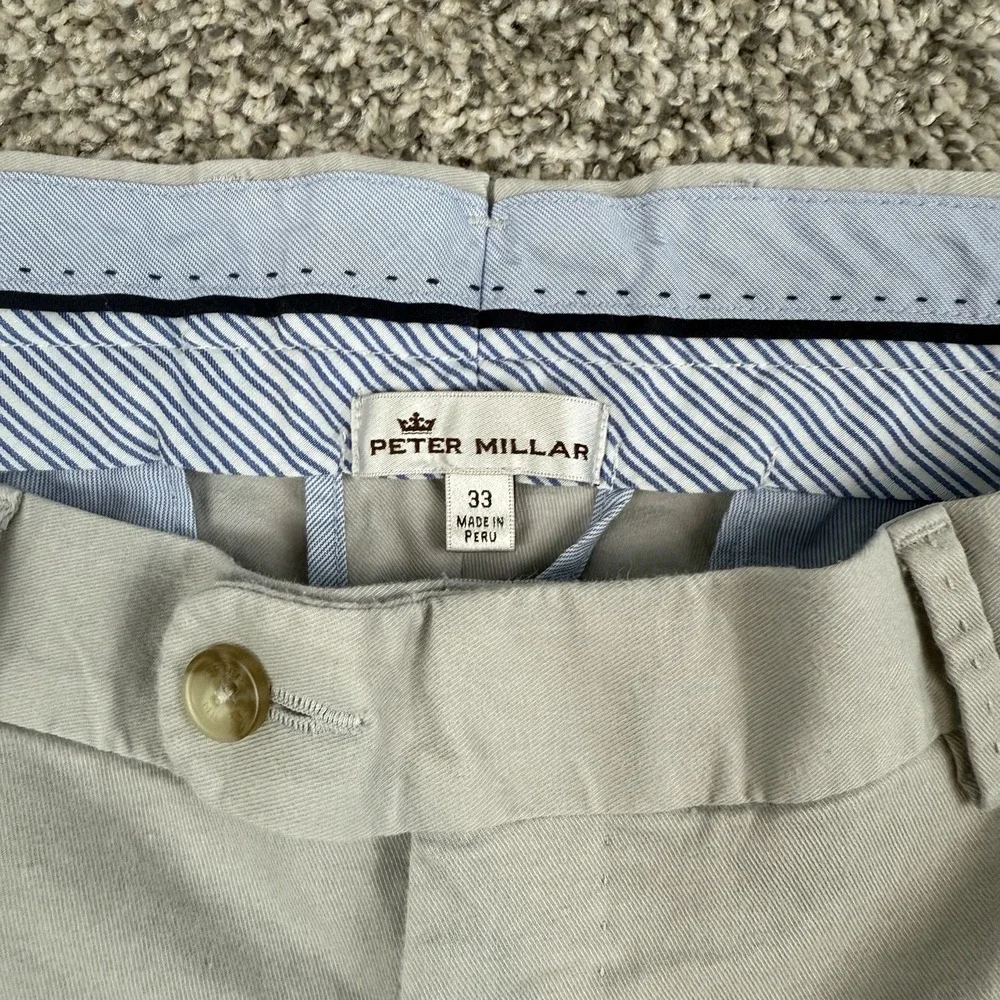 Peter Millar Pants Mens 33x31 Beige Soft Touch Twill Trouser Chino MC0B84